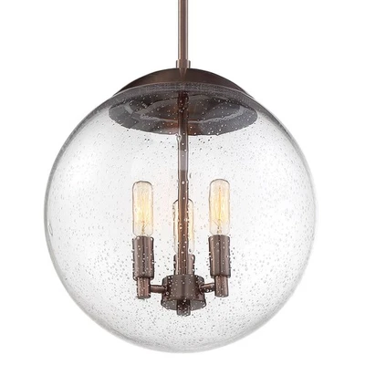 Colgante Nuvo Lighting 60/6741 Ariel 3 luces 13" W - cobre antiguo/semilla transparente Foto 1 de 4