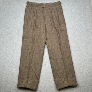 Vintage Polo Ralph Lauren Wolle Tweed Hose Herren 36x32 Plissee Talon Reißverschluss 80er - Bild 1 von 20