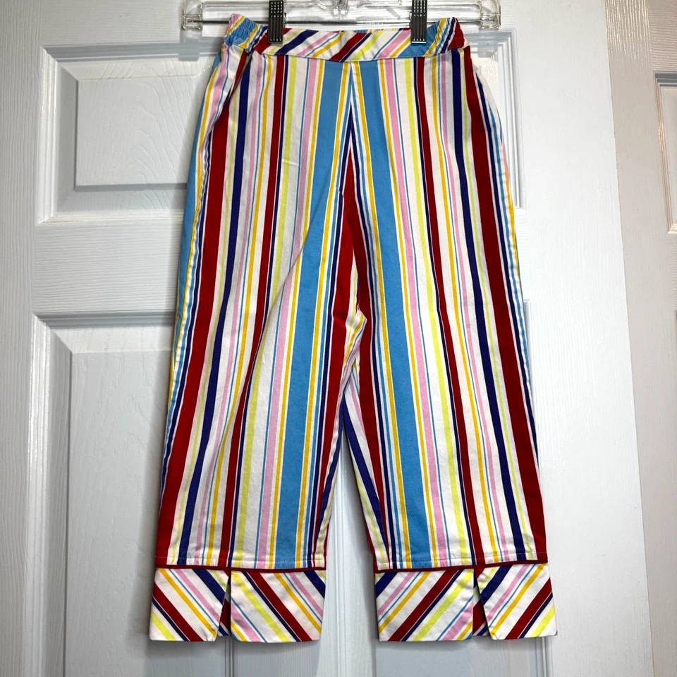 Calça Hanna Andersson Meninas 140 Vertical Listrada Colorida Y2K Punho Dividido Tubulação - Imagem 1 de 4