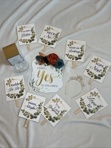 Boho Wedding Dress Shopping Kit Yes to the Dress Sign Bride to Be Voting Paddles - Picture 1 of 14