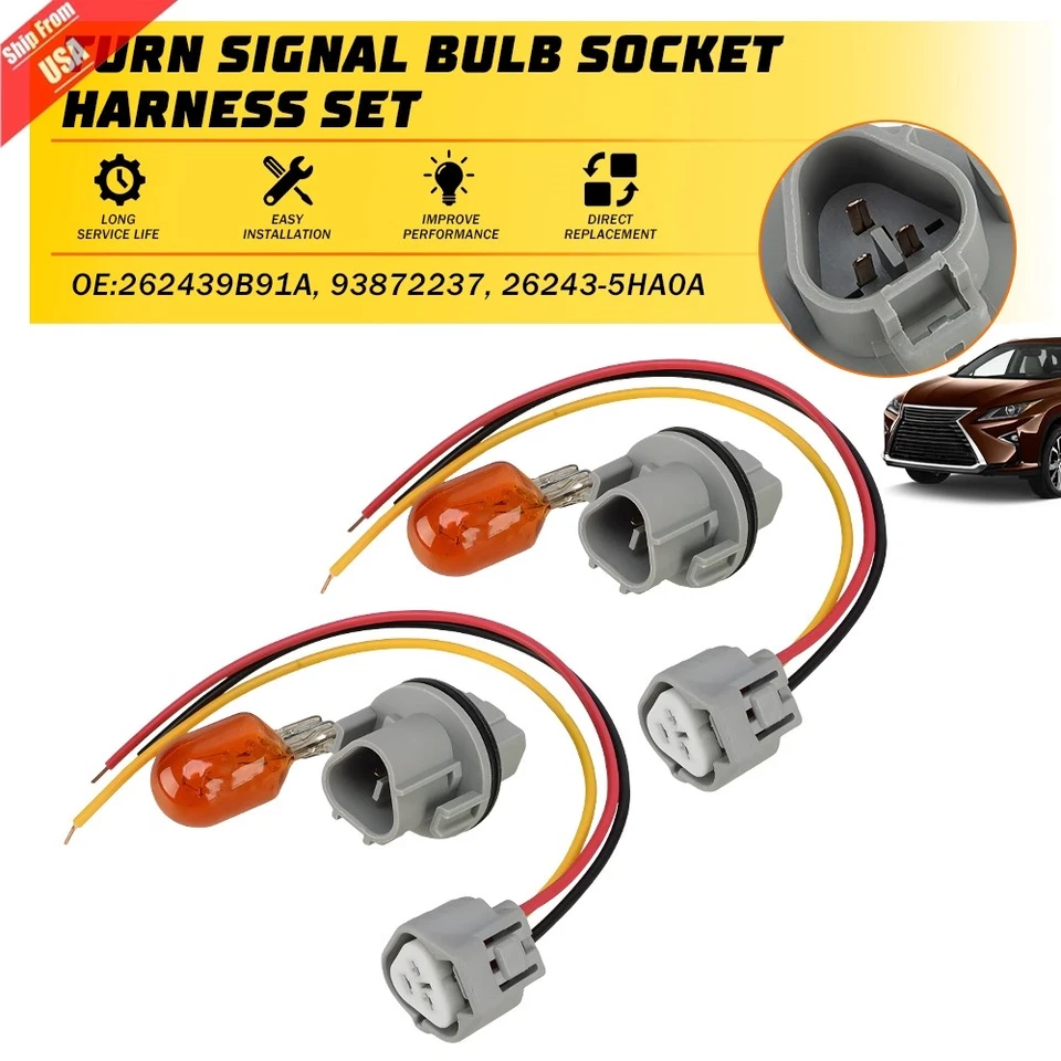 For Nissan Rogue Altima Pathfinder Headlight Turn Signal Bulb Socket Harness 2x - Image 1 of 4