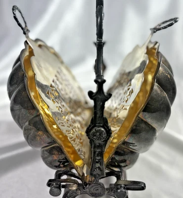 Calentador de galletas inglés enchapado en plata de 1895 con interior raro enchapado en oro Foto 1 de 4