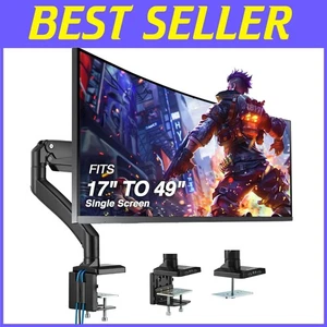 Heavy-Duty Monitor Arm for 17"-49" Screens - Pneumatic Height Adjustment & Tilt - Picture 1 of 9