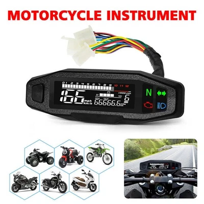 Universal Motorcycle LCD Digital Speedometer Odometer Tachometer Gauge Meter - image 1 of 4