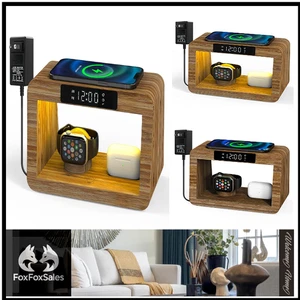 Bambus-Ladestation | 15W Wecker | Nachttischlampe - Bild 1 von 8