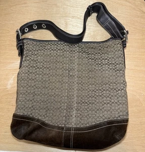 Coach brown and tan purse crossbody bag with adjustable strap - Picture 1 of 15