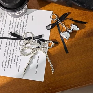 Cute Ribbon Bow Heart Phone Chain Girly Keychain Pendant Bag Hang Ornaments Gift - Picture 1 of 10