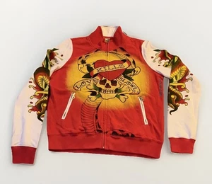 Y2K ED HARDY BY CHRISTIAN AUDIGIER STRAIGHT ZIP UP SWEATER SIZE L. 100%COTTON. - Picture 1 of 12