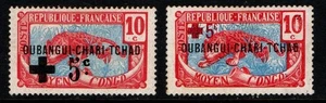 French Colonies Oubangui-Chari-Tchad 1916 10c + 5c Red Cross SG18 Mint - Foto 1 di 1