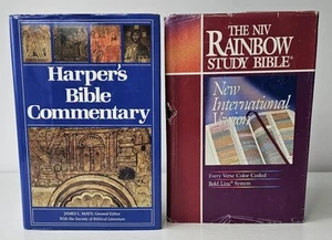Vintage Lot of 2 Books 1996 Rainbow Study Bible & 1988 Harper's Bible Commentary - Picture 1 of 24