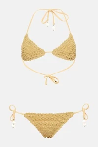 Stella McCartney Crochet Knit Bikini Set Swim Suit Gold Small - Picture 1 of 4