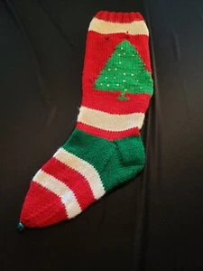 Medias de Navidad vintage personalizadas tejidas a mano árbol y bastón de caramelo - Imagen 1 de 10