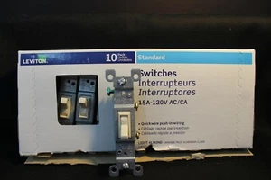 LEVITON - 15 AMP Switch - #1451-2TM - Light Almond - Brand New - 9 QTY - Picture 1 of 4