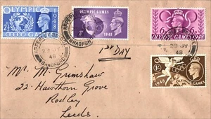 GB 1948 Olympic Games Plain FDC Apperley Bridge CDS First Day Cover - Picture 1 of 2