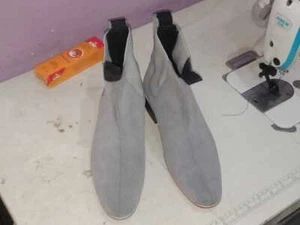 Handmade Gray Suede Chelsea Ankle Boots for Men, Men Formal Dress Boots - Picture 1 of 3