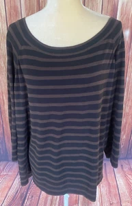 Maglione donna 3X Kasper marrone a righe maniche a 3/4 maglia leggera girocollo - Foto 1 di 10