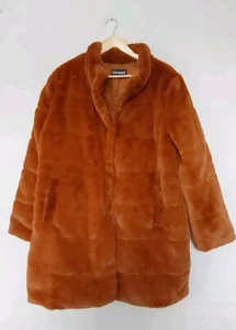 Centigrade Long Line Kunstfellmantel QVC Größe XL Farbe Cognac Neu ohne Etikett  - Bild 1 von 7