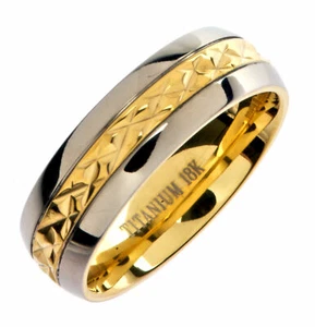 5mm or 7mm 14K Gold Plated Wedding Band Titanium Band Comfort Fit Ring - Picture 1 of 10