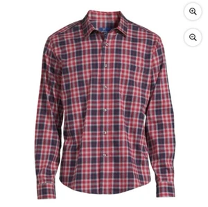 George Poplin Button-Up Shirt Men's Large Multicolor Cotton Long Sleeve Plaid - Picture 1 of 8