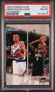 1998-99 STADIUM CLUB CO-SIGNERS JASON KIDD & SHAREEF ABDUR-RAHIM CO11 PSA 8 - Picture 1 of 3