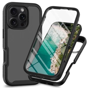 For iPhone 16e 16 Pro Max 15 14 13 12 Shockproof Clear Case w/ Screen Protector - Picture 1 of 16
