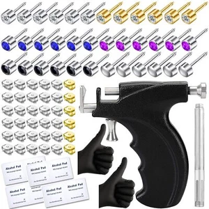 Professional Ear Piercing Kit with Stud Earrings Ear Piercing Gun Alcohol Pad - Picture 1 of 5