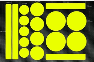 17 PEGATINAS SEPARADAS AMARILLAS FLUORESCENTES DE ALTA VIZ - HOJA - ADVERTENCIA - BICICLETAS - Imagen 1 de 1