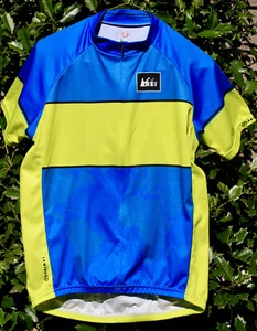 Camiseta deportiva REI Primal para hombre Med ciclismo S/S azul neón amarillo 3/4 con cremallera - Imagen 1 de 4