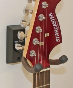 10 Hangers, GUITAR HANGER HOOK HOLDER WALL MOUNT DISPLAY STAND BLACK - Picture 1 of 3