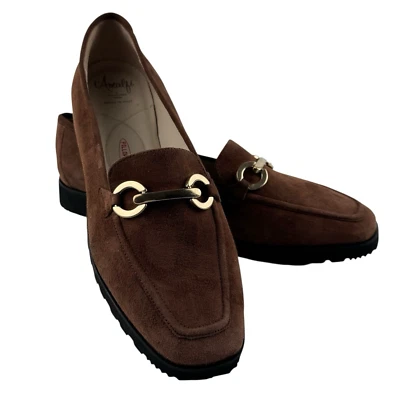 Mocasines de gamuza para mujer Amalfi by Rangoni 11,5 marrón dorado Horsebit clásicos sin cordones Foto 1 de 4