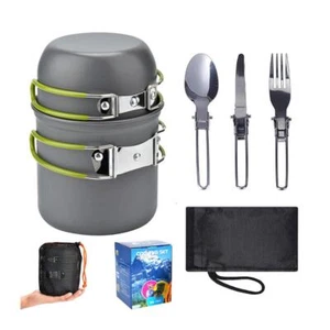 Juego de ollas de exterior para 1-2 personas, utensilios de cocina portátiles para camping con vajilla B8J7 - Imagen 1 de 18