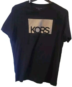 MICHAEL KORS Men’s Short Sleeve T-Shirt Size XL Black w/Silver 100% Cotton - Picture 1 of 8