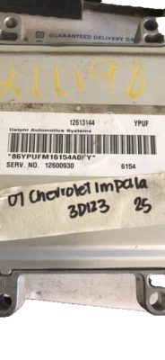 12613144 ecm ecu computer 2007 Chevrolet Impala **TESTED GOOD*** - Image 1 of 2