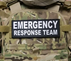 3x8" EMERGENCY RESPONSE TEAM Black Hook Back Patch for Plate Carrier Bag - Picture 1 of 2
