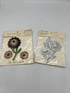 House Of Franken Set Of 2 Floral Appliqués 1 Embroidered And 1 Felt NOS - Picture 1 of 4