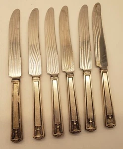 6 Vintage Holmes & Edward Inlaid Silverplate Dinner Knives Century Pattern 9.5" - Picture 1 of 11