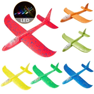 LED Flash Foam Plane Glider Hand Throw Light Launch Fun For Kids Toys New Year - Picture 1 of 14