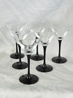 Set de 6 verres à martini à pied noir - cristal d'Arques, Luminarc - 70s / 80s