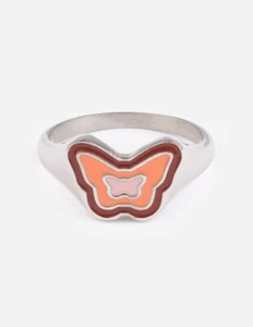 Anello farfalla argento smaltato rosa - Foto 1 di 8