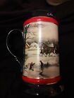 4 Anheuser Busch Budweiser Holiday Christmas Beer Steins Mugs Clydesdales Horses for sale