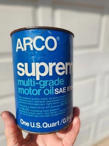 Vintage Arco supreme MULTI-GRADE 10W-40 motor oil can QUART - Picture 1 of 5