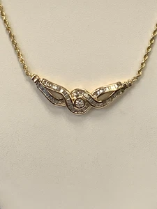 ESTATE 14k YELLOW GENUINE DIAMOND NECKLACE - Picture 1 of 9