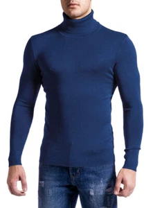 Dolcevita Herren Pullover dunkelblau Slim Fit eng anliegend Stretch Stretch - Bild 1 von 2