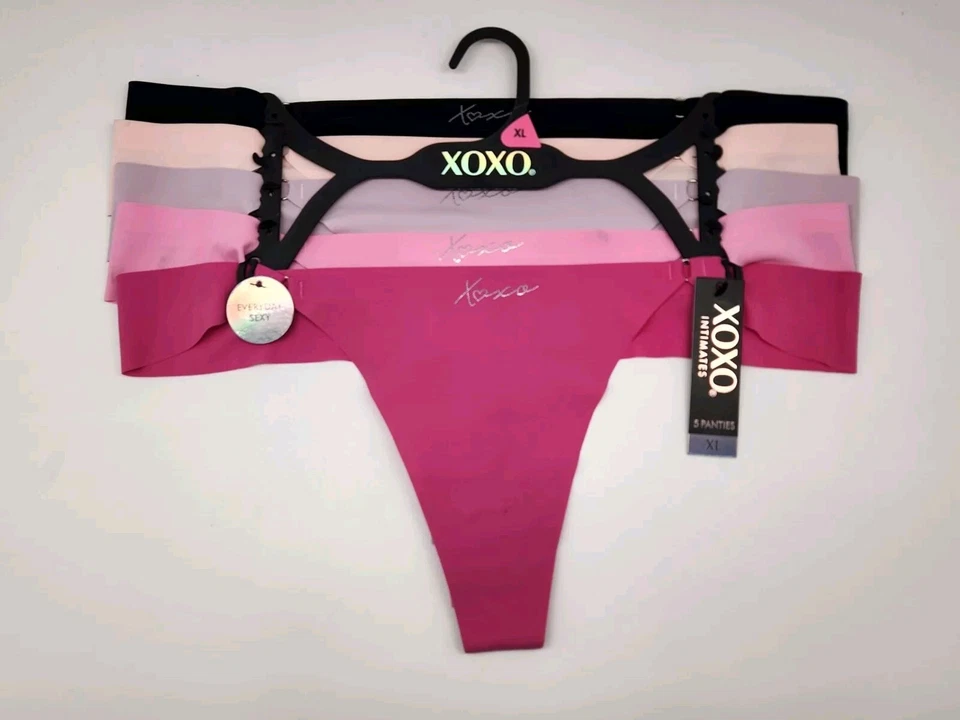 XOXO Mujer XLarge Paquete de 5 Bragas Tanga Sin Líneas Negro Rosa Lavanda Beige Foto 1 de 4