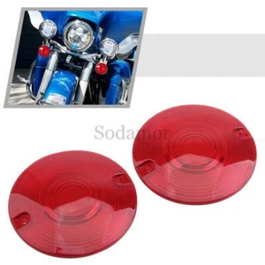 1 Pair Red Turn Signal Light Lens Covers For Harley Touring Road Electra Glide - Picture 1 of 18