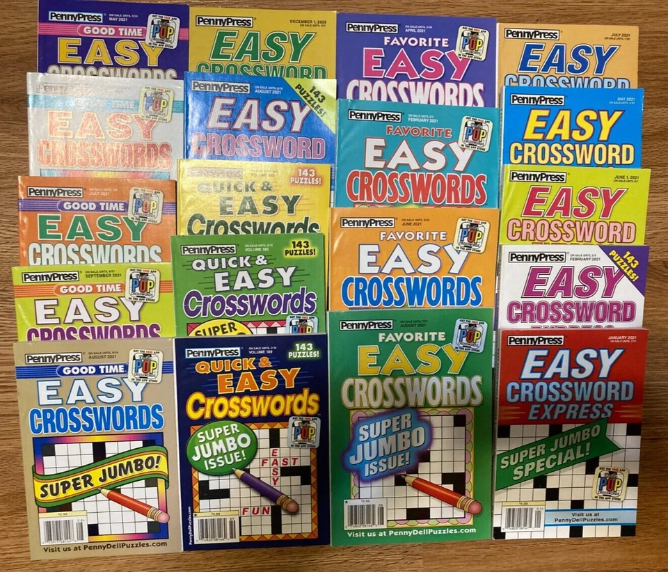 4 Penny Press Easy Crossword Express Puzzle Books Crosswords - 2 Special Issues