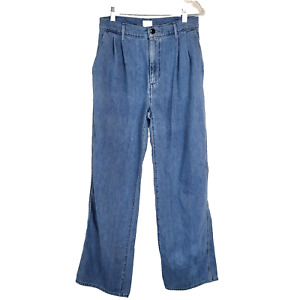 Wilfred Free Embark Jeans Ocean Blue High Rise Pleated Aritzia wide leg size 8