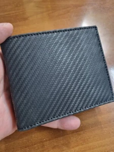 BRIEFTASCHE PORTEMONNAIE HERREN CARBON SCHWARZ ECHT LEDER KOHLEFASER LOOK ROMA49 - Bild 1 von 12