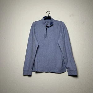 Van Heusen Flex Pullover gestreift blau grau 1/4 Zip Sweatshirt Herren L Freizeit Mock - Bild 1 von 13
