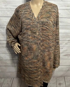 Catherines Strickjacke Pullover Übergröße 2X braun orange hellbraun meliert Pailletten Akzent - Bild 1 von 13